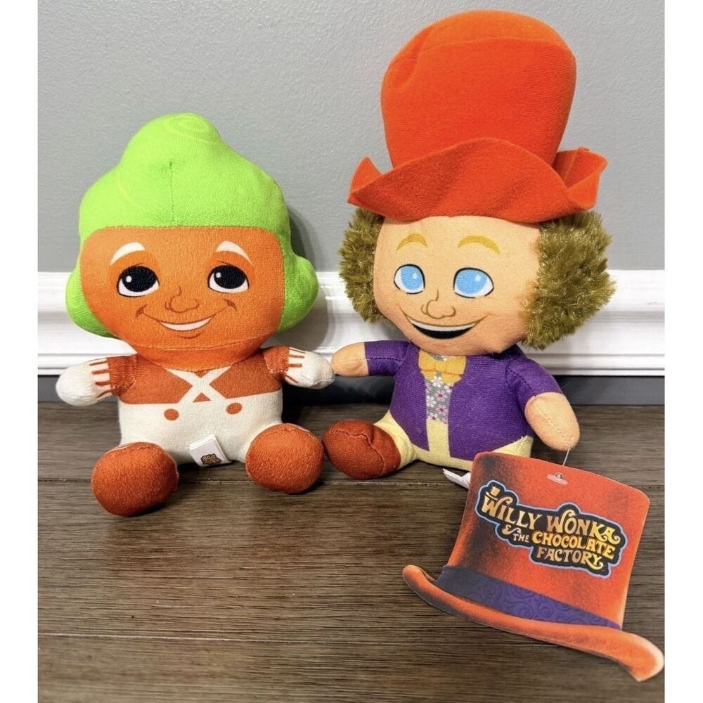Willy Wonka and Oompa Loompa Plush Stuffed Animal Toys Lot of 2